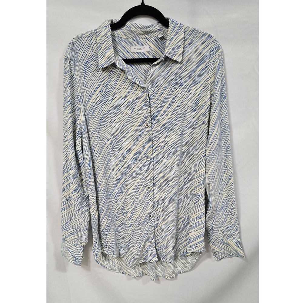 Equipment women L long sleeve shirt blouse abstract print button up‎ luxury chic